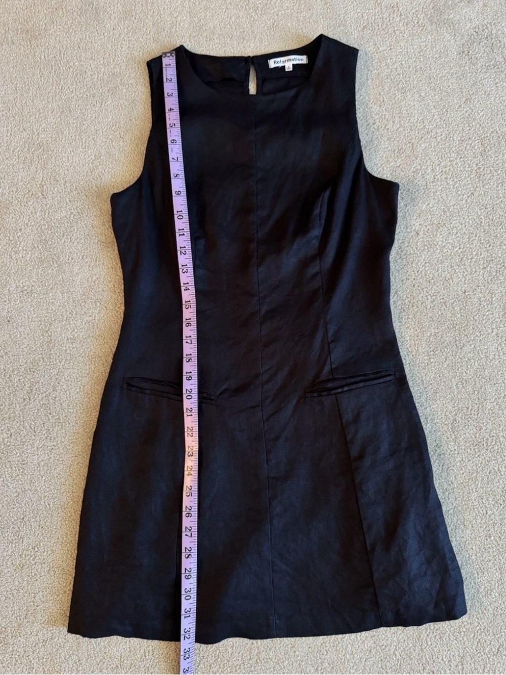 Reformation Citron Linen Dress Black Size 4 EUC - Picture 3 of 9